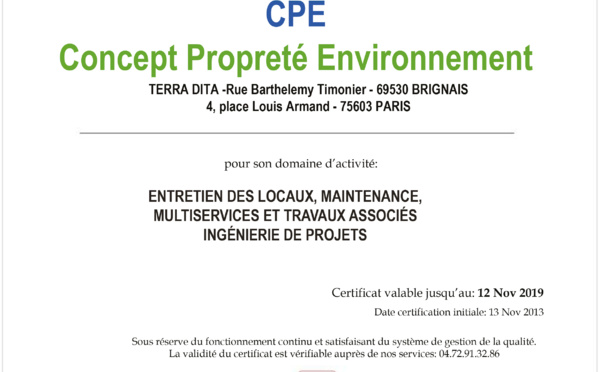 Renouvellement ISO 9001 : 2008